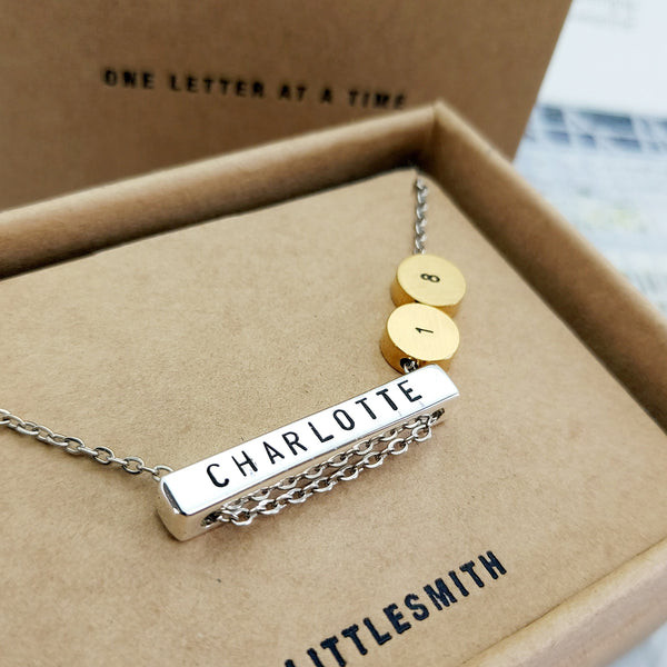 Necklace Discount Name Bar Necklace Arnotts Engraved Necklace Gold